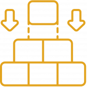 A stack of bricks surrounded by arrows, emphasizing its importance and direction in building projects