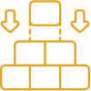 A stack of bricks surrounded by arrows, emphasizing its importance and direction in building projects